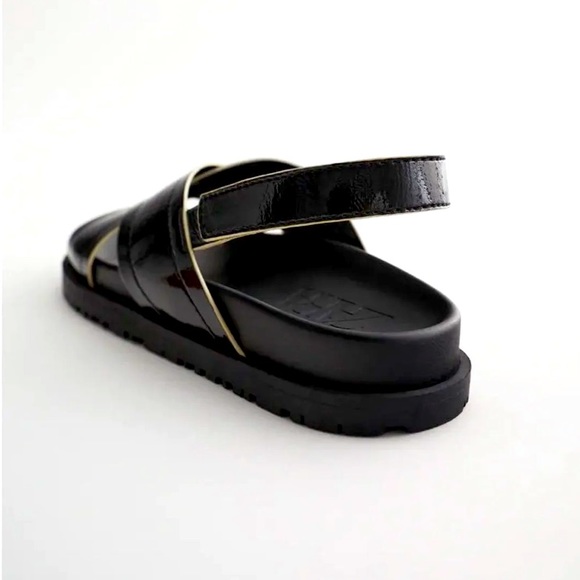 ZARA CROSS STRAP FLAT SANDALS TRF Cross Velcro Dad Sandal no tag 42 final - Picture 2 of 15